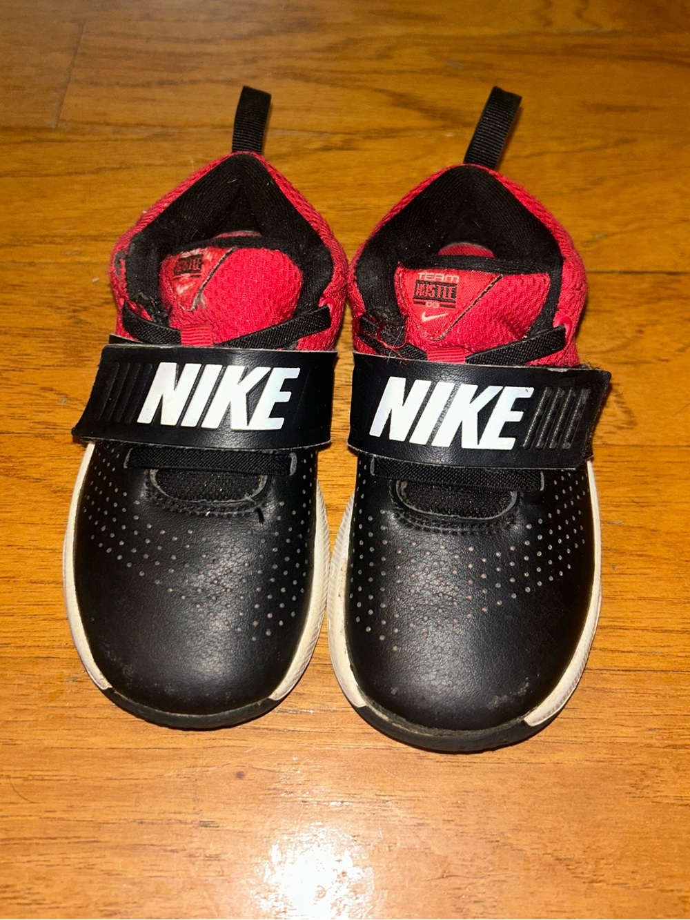 Nike Kids Black and Red Hook-and-Loop Sneakers